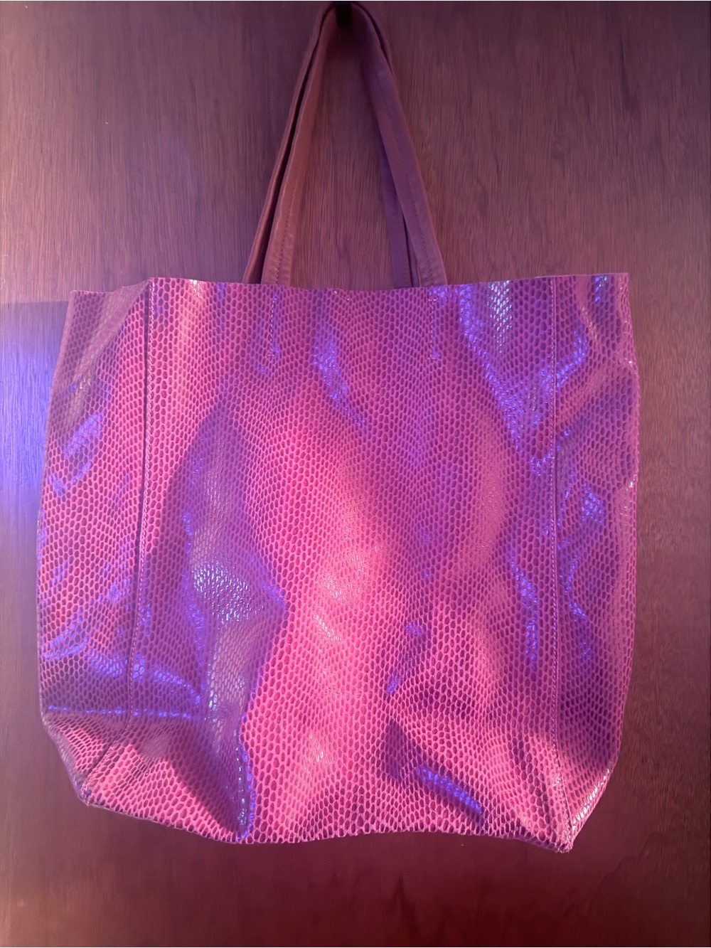 Sorial Embossed Large Leather Shoulder Tote Handbag Pink